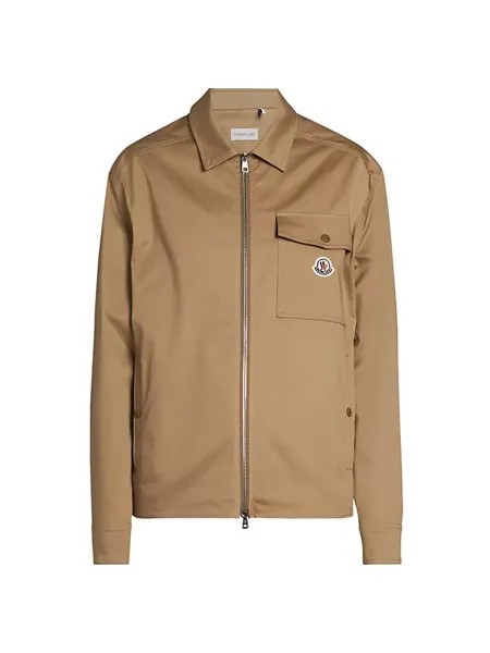 Куртка-рубашка из эластичного хлопка Moncler, карамель