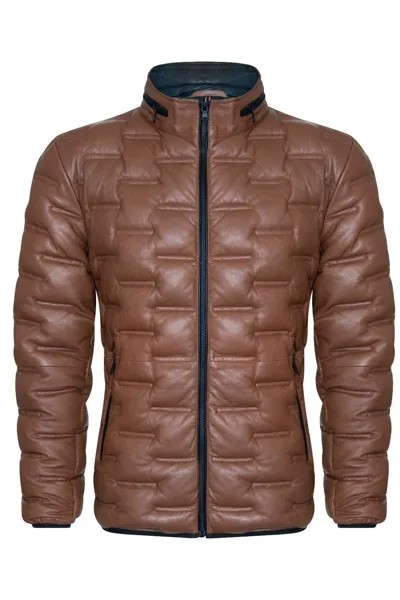 Стеганый кожаный бомбер Puffer - Ресифи Infinity Leather, коричневый
