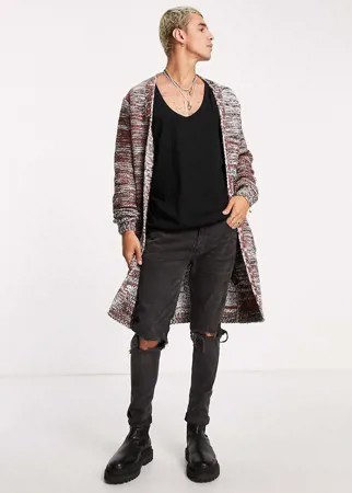 Кардиган темно-серого цвета из меланжевой пряжи ASOS DESIGN-Серый