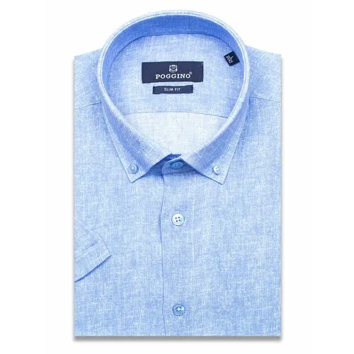 Рубашка POGGINO, размер M (39-40 cm.), голубой