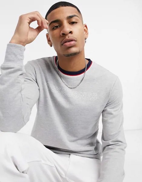 Серый лонгслив для дома от комплекта с контрастным воротником Jack & Jones
