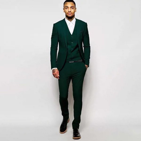 Стильный зеленый Slim Fit Для мужчин костюмы лацкан с тупым углом в соответствии со смокингом для свадьбы нарядные спортивные пиджаки для выпу...