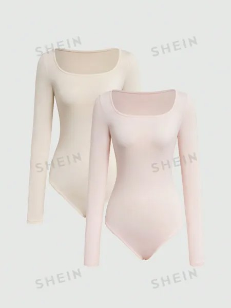 Боди женское Shein Mod с длинными рукавами, розовый