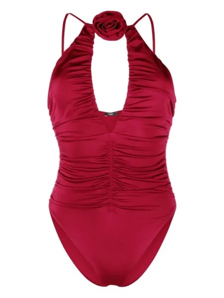 Noire Swimwear купальник с цветочной аппликацией, красный