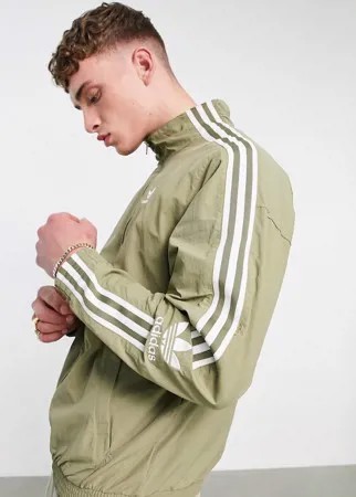 Олимпийка цвета хаки на молнии adidas Originals adicolor-Зеленый цвет
