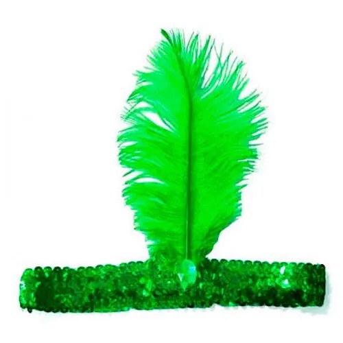Повязка Лайзы на голову с пером цвет зеленый
