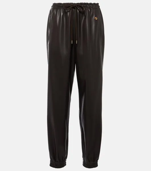 Спортивные брюки из искусственной кожи Stella Mccartney, коричневый