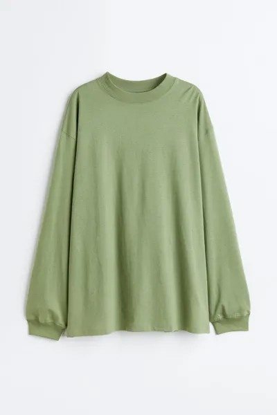Топ из джерси с длинными рукавами H&M, зеленый