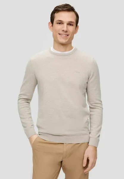 Вязаный свитер RUNDHALS LANGARM LOGO DIVERSE FARBEN s.Oliver, цвет beige