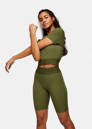 Спортивные шорты-леггинсы цвета хаки Topshop-Зеленый цвет