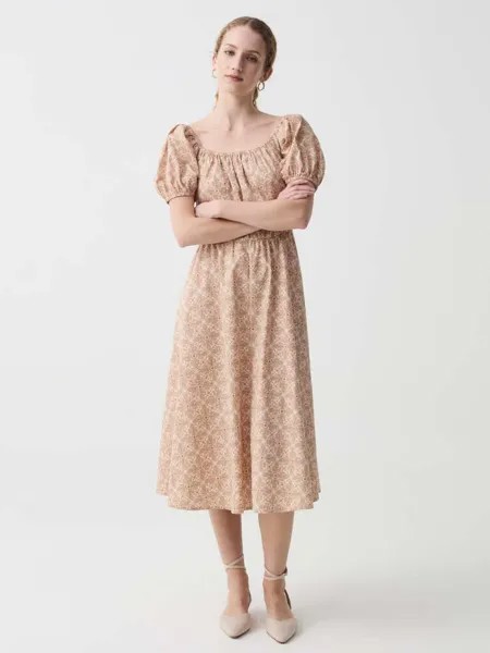 Платье миди с принтом и рукавами-фонариками Ovs, цвет white/beige