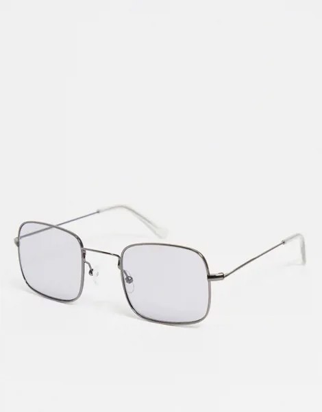 Квадратные солнцезащитные очки в серебристой оправе с тонированными стеклами Pieces-Серебристый