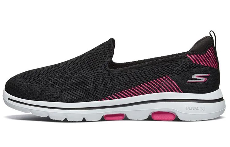 Слипоны Go Walk 5 женские с низким верхом, черные/розовые Skechers