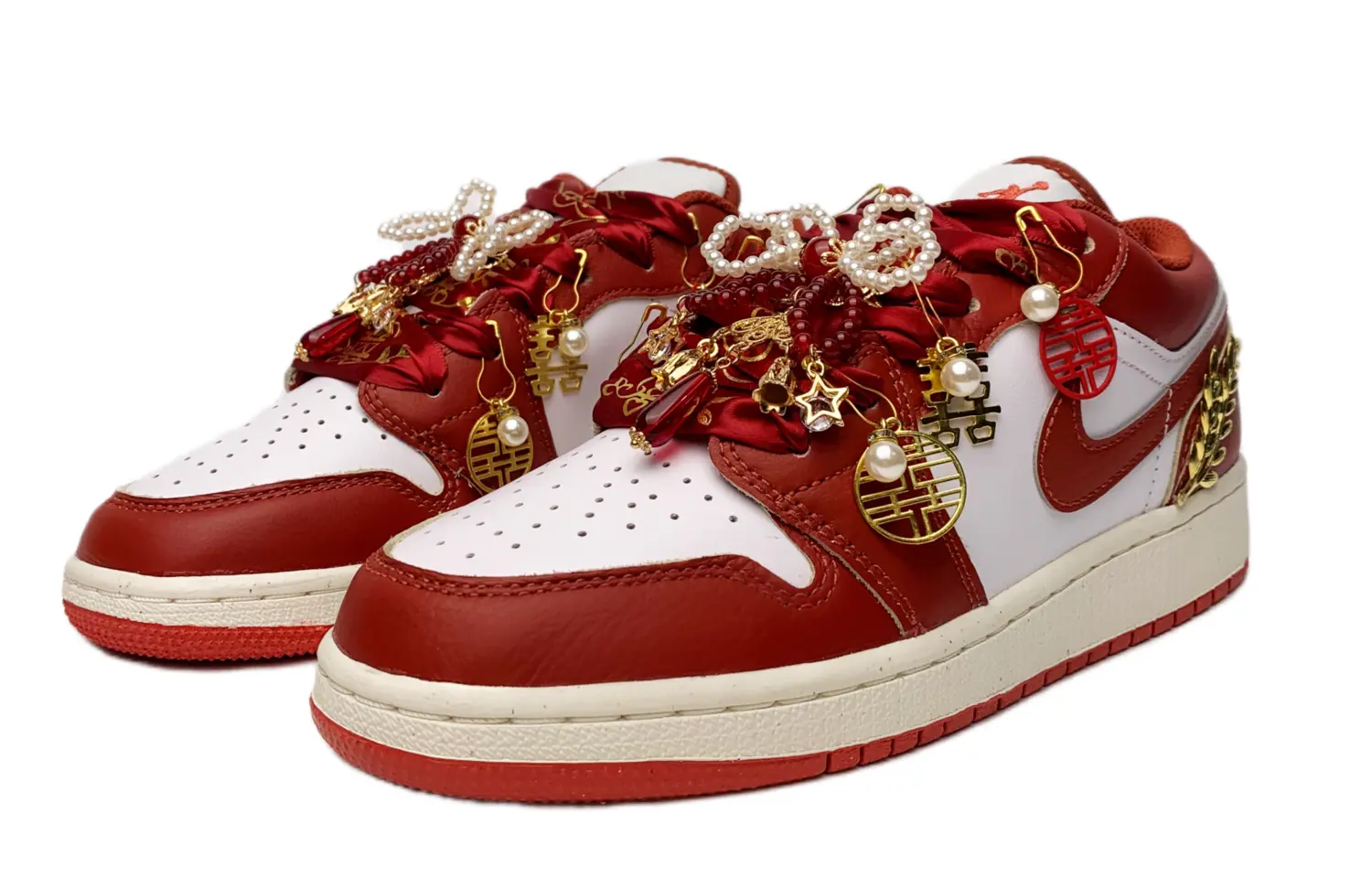 Кроссовки Air Jordan 1 Vintage Basketball Shoes Women's Low-top White/red, красный