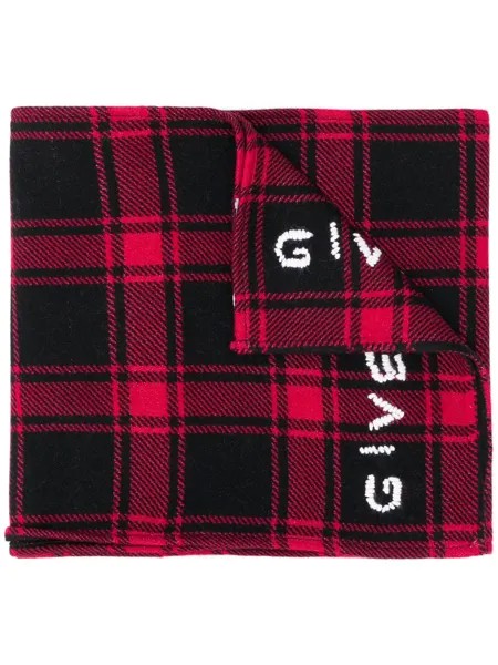 Givenchy клетчатый шарф с логотипом