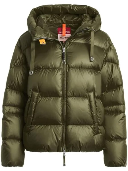 Parajumpers пуховик с нашивкой-логотипом, зеленый