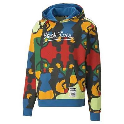 Puma Harlem Graphic Pullover Hoodie Мужская синяя повседневная верхняя одежда 53449501