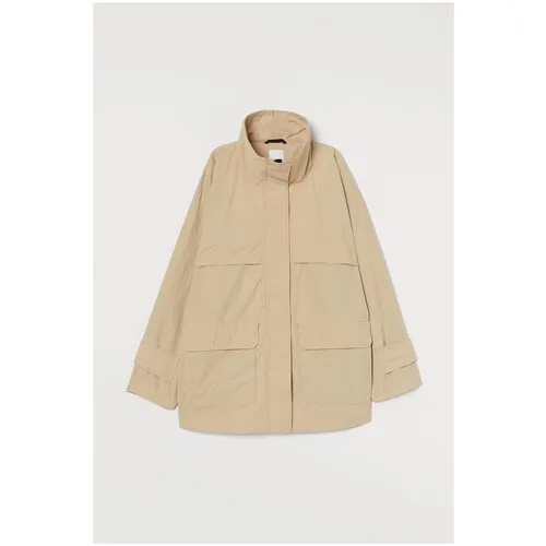 Парка  H&M, демисезон/лето, средней длины, силуэт прямой, без капюшона, карманы, ветрозащитная, размер XS, бежевый