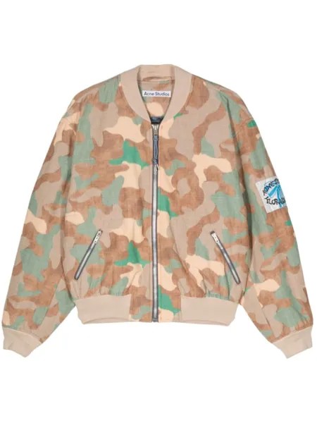Бомбер с камуфляжным принтом Acne Studios, зеленый