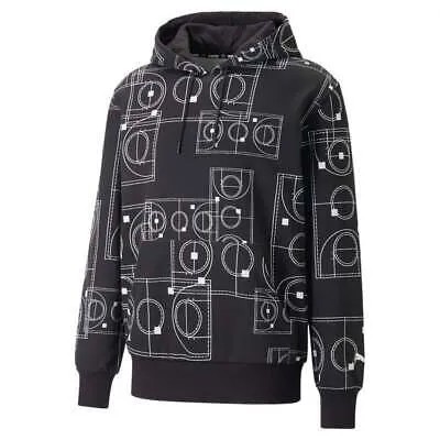 Puma Courtside Booster Pullover Hoodie Мужская черная повседневная верхняя одежда 53856001