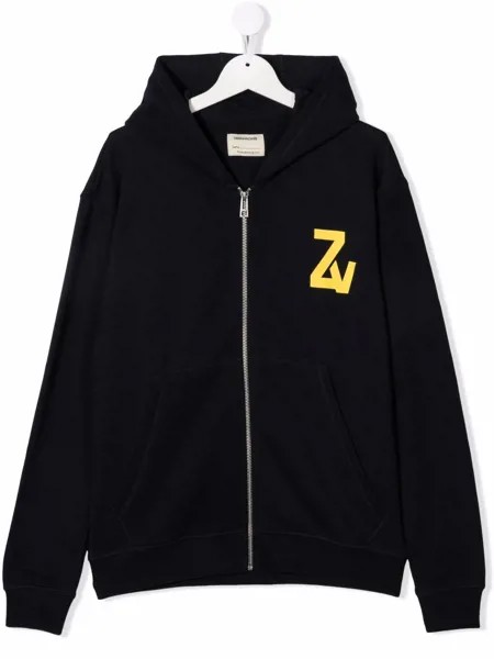 Zadig & Voltaire Kids куртка с капюшоном и монограммой