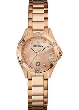 Японские наручные  женские часы Bulova 97W101. Коллекция Diamonds