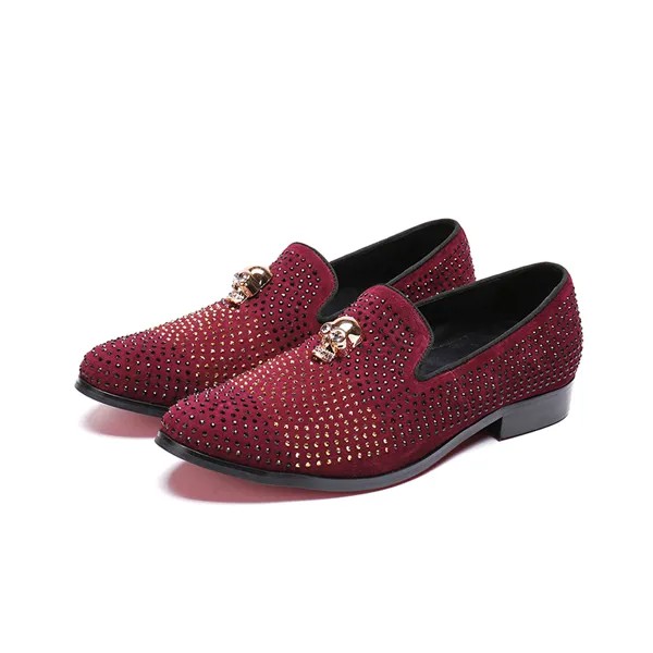 Batzuzhi модная мужская обувь цвета красного вина Стразы с украшением в виде кристаллов повседневная кожаная обувь мужские мокасины на низком ...