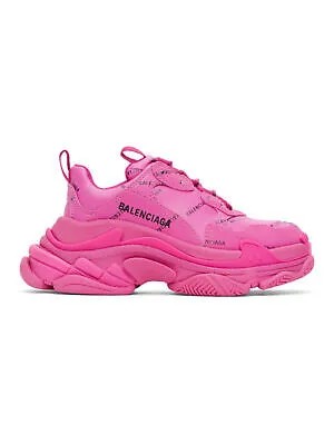 BALENCIAGA Женские розовые спортивные кроссовки на платформе 1-1/2 дюйма Triple S с круглым носком 5