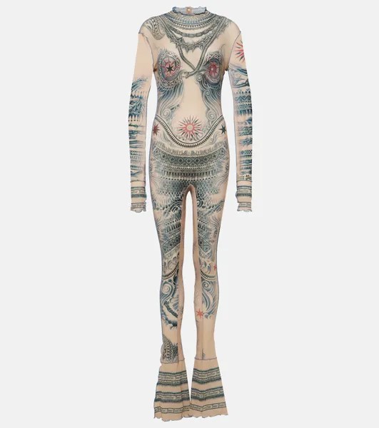 Сетчатый комбинезон из коллекции tattoo Jean Paul Gaultier, мультиколор