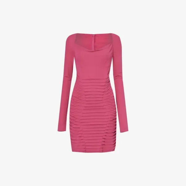 Тканое мини-платье с длинными рукавами и костяной отделкой Dion Lee, цвет candy