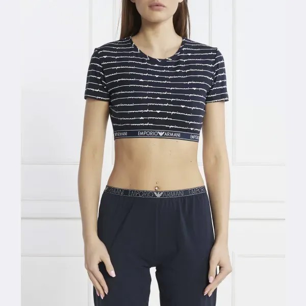 Сверху укороченная пижама Emporio Armani, синий