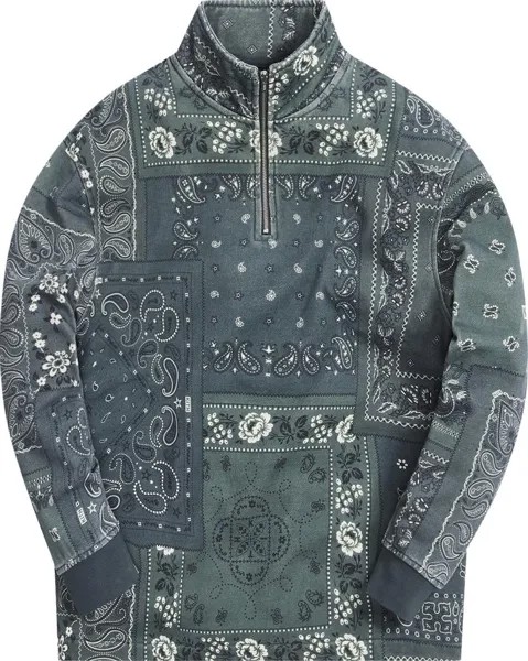 Толстовка Kith Deconstructed Bandana Quarter Zip 'Stadium', зеленый