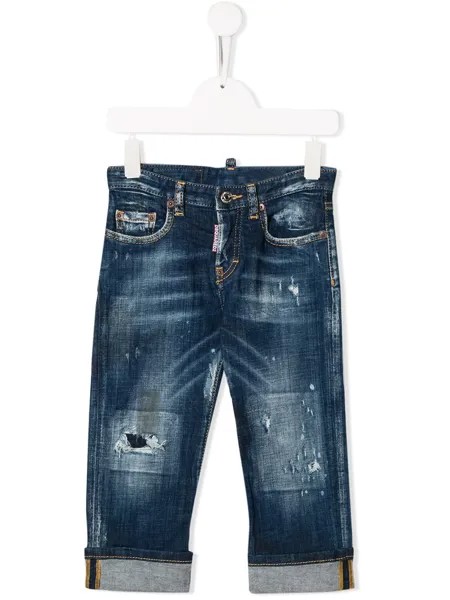 Dsquared2 Kids прямые джинсы с эффектом потертости