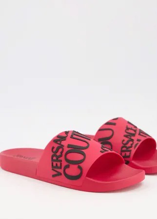 Красные шлепанцы с логотипом Versace Jeans Couture-Красный