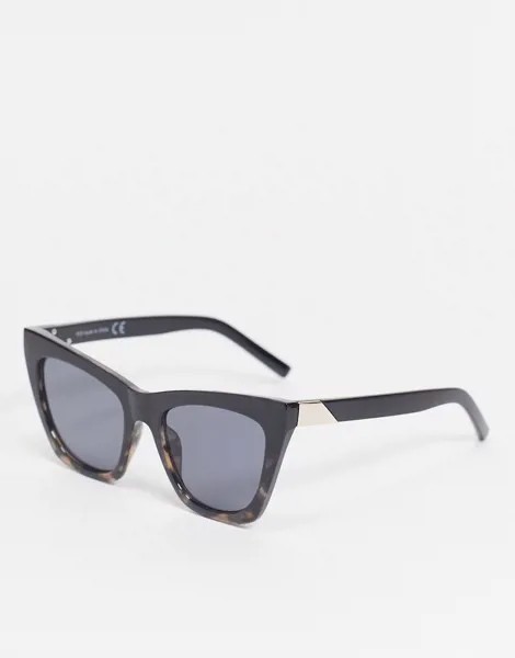 Большие черные солнцезащитные очки формы «кошачий глаз» с черными стеклами Topshop-Многоцветный