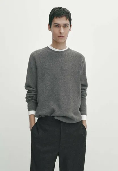 Свитер With Crew Neck Massimo Dutti, цвет grey