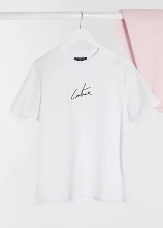 Белая футболка oversized The Couture Club с логотипом-Белый