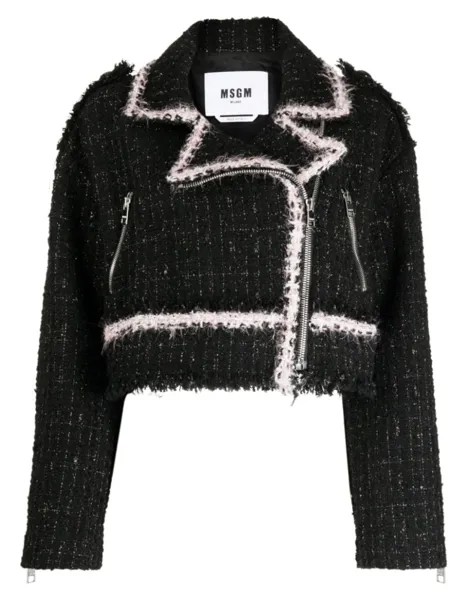 MSGM укороченный твидовый жакет, черный