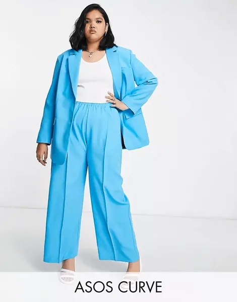 Брюки Asos Design Curve Commuter Suit, голубой