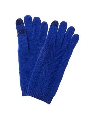 Кашемировые перчатки Amicale Cashmere Trellis с косой строчкой, женские синие