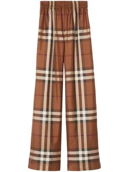 Burberry шелковые брюки Alex в клетку Vintage Check, коричневый