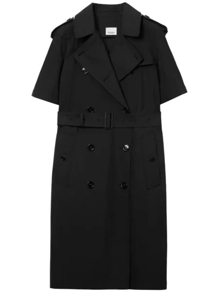 Burberry платье-тренч с короткими рукавами и поясом, черный
