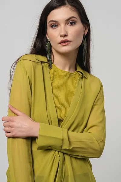 Блузка со складками Stefanel, зеленый