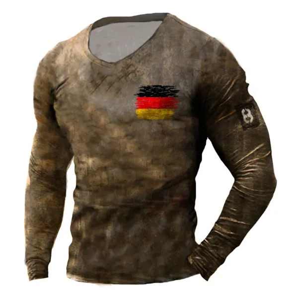 Мужская уличная тактическая футболка с длинным рукавом с принтом немецкого флага