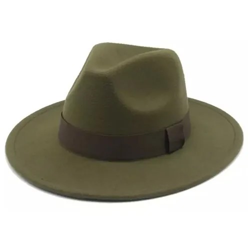 Шляпа федора OKSI, размер 56, хаки, зеленый