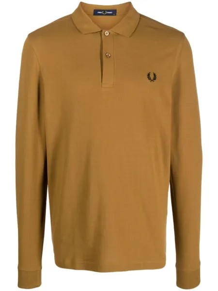 Fred Perry logo-embroidered long-sleeve polo shirt, желтый