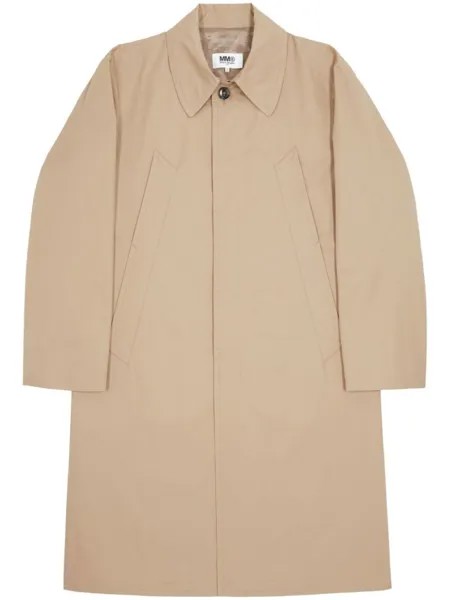 Однобортный тренч MM6 Maison Margiela, бежевый