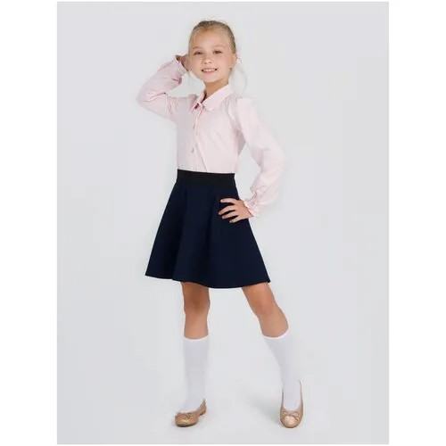 Школьная блуза Sherysheff, полуприлегающий силуэт, длинный рукав, трикотажная, размер 146, розовый