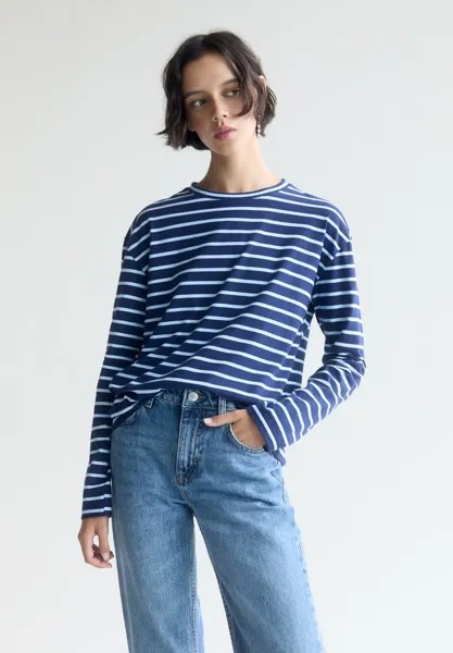 Рубашка с длинным рукавом STRIPED PULL&BEAR, цвет dark blue