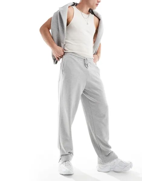 Широкие джоггеры серого меланжа Pull&Bear